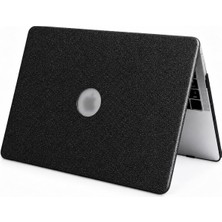 Rafta Mcstorey MacBook Air M1 Kılıfı A2337 Uyumlu 13 Inç Premium Simli Deri Kaplama Hard Case A2179 A1932 Sert Koruyucu Kapak Çizilme ve Darbe Koruma Kılıfı Siyah