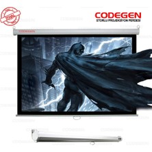 Rafta Codegen Ax-20 200X200CM Siyah Fonlu Storlu Kilitleme Mekanizmalı Projeksiyon Perdesi, Beyaz