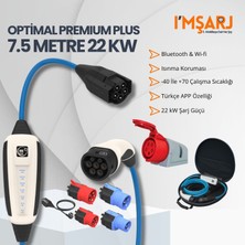Nrgkick 22KW 32A Optimal Premium Plus 7.5m Taşınabilir Elektrikli Araç Şarj Cihazı Seti (Wifi+Bluetooth / 5X32A Eğik Duvar Prizli)