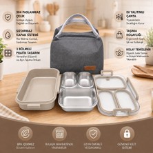 Rafta Valkyrie 304 Paslanmaz Çelik 3 Bölmeli Lunch Box Termal Çantalı – Sızdırmaz Kapaklı Beslenme Kabı