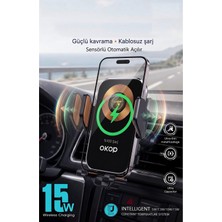 Rafta Duffa Otomatik Sensörlü Kablosuz Şarjlı Araç Içi Telefon Tutucu - 15W Kablosuz Hızlı Şarjlı - Otomatik Açılır Kapanır Akıllı Araç Telefon Standı