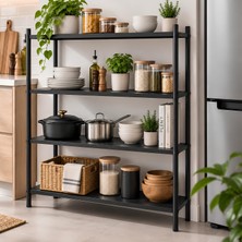 Rafta Coverzone 4 Raflı Çok Amaçlı Tekerlekli Metal Depolama Organizer Rafı