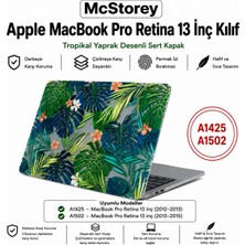 Rafta Mcstorey MacBook Pro Retina 13 Inç Kılıf A1425 A1502 Uyumlu Tropikal Yaprak ve Çiçek Desenli Sert Kapak Hard Case Ince Hafif Laptop Koruyucu R-621