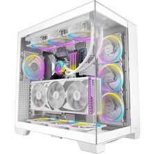 Rafta Antec C8 Beyaz, Bağımsız Psu Soğutma, Tip-C 10GBPS Bağlantı Noktası, Dikişsiz Temperli Cam Yan Paneller, 360MM Radyatör Desteği, Tam Kule E-Atx Pc Kasası