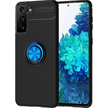 Samsung Galaxy S21 Plus Kılıf Range Yüzüklü Silikon - Siyah-Mavi