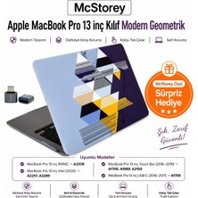 Rafta Mcstorey MacBook Pro 13 Geometrik Desenli Kılıf A1706 A1708 A1989 A2159 A2251 A2289 A2338 M1 M2 Uyumlu Baskılı Kristal Sert Kılıf Koruyucu Kapak Siyah