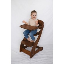 Rafta Bebaby Montessori Ahşap Mama Sandalye ve Çıkarılabilir Masa (Kestane Renk)