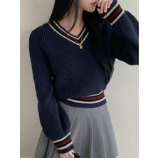 Dier Moda Kadın Çizgili Oversize Kazak, Kadın Kazak