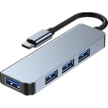Rafta Pdateknoloji USB ve Type-C 4 In 1 USB 3.0 Hub Alüminyum Gövde USB Çoklayıcı Hub (Type-C Girişli)