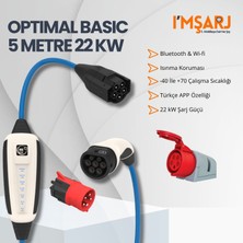 Nrgkick 22KW 32A Optimal Basic 5m Taşınabilir Elektrikli Araç Şarj Cihazı Seti (Wifi+Bluetooth / 5X32A Eğik Duvar Prizli)