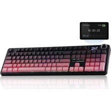 Rafta Aula F108 Pro Ekranlı Mekanik Klavye Graywood V3 Switch Rgb Hot Swap 8000MAH Makrolu Oyuncu Klavyesi Gradyan Pembe