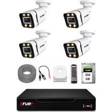 Fury 4 Kameralı Güvenlik Kamera Seti 4 Warm LED Gece Renkli Görüş 250 GB HDD 5580