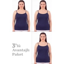 Veloria Özel Üretim Tekstil Likralı Yumuşak Kadın Büyük Beden Ip Askılı Atlet 3'lü Paket