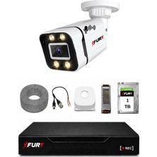 Fury 1 Kameralı Güvenlik Kamera Seti Sesli 4 Warm LED Gece Renkli Görüş 1 Tb HDD 5580S