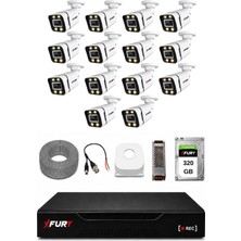 Fury 14 Kameralı Güvenlik Kamera Seti 4 Warm LED Gece Renkli Görüş 320 GB HDD 5580