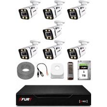 Fury 7 Kameralı Güvenlik Kamera Seti Sesli 4 Warm LED Gece Renkli Görüş 1 Tb HDD 5580S