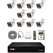 Fury 10 Kameralı Güvenlik Kamera Seti Sesli 4 Warm LED Gece Renkli Görüş 500 GB HDD 5580S