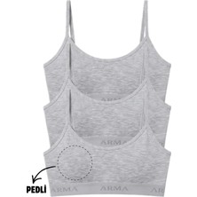 Veloria Premium Okul Dönemi Nefes Alan Iç Giyim Genç Kız Ip Askılı Yarım Atlet Alıştırma Sütyeni 3'lü Paket