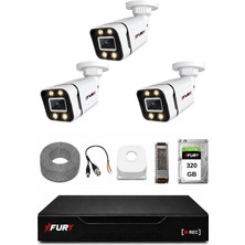 Fury 3 Kameralı Güvenlik Kamera Seti 4 Warm LED Gece Renkli Görüş 320 GB HDD 5580