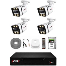 Fury 4 Kameralı Güvenlik Kamera Seti Sesli 4 Warm LED Gece Renkli Görüş 500 GB HDD 5580S