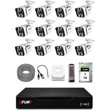 Fury 12 Kameralı Güvenlik Kamera Seti Sesli 4 Warm LED Gece Renkli Görüş 1 Tb HDD 5580S