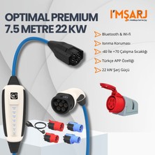 Nrgkick 22KW 32A Optimal Premium 7.5m Taşınabilir Elektrikli Araç Şarj Cihazı Seti (Wifi+Bluetooth / Full Adaptörlü / 5X32A Eğik Duvar Prizli)