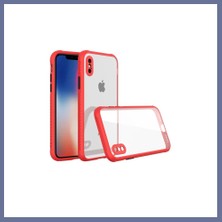 Bezos iPhone Xs Max Kılıf Miami Şeffaf Silikon - Kırmızı Dlra