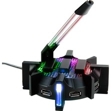 Tr Profesyonel Fare Bungee Kablo Tutucu, 4 Portlu USB Hub ve 7 LED Işık Modu, Kablo Yönetimi Desteği, Rekabetçi E-Spor Oyunları Için Gelişmiş Hassasiyet ve Tasarım