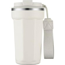 Tr Kahve Seyahat Kupası Kapaklı Dökülmeye Dayanıklı, Halatlı Yalıtımlı Kahve Kupası,paslanmaz Çelik Bardak Bardakları,sıcak ve Soğuk Içecek Termosları 17OZ/510 ml (Beyaz)