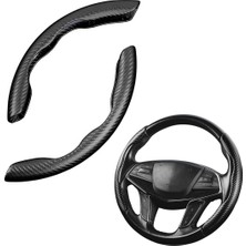 Tr Direksiyon Kapağı, 2 Adet Parçalı Direksiyon Koruyucu, Karbon Fiber Kaymaz ve Dayanıklı Araç Aksesuarı, Çoğu Araba, Suv Için Evrensel Uyum (Karbon Fiber Siyah)
