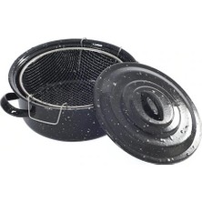Essan 24 cm Emaye Kaplamalı Kızartma Tenceresi Siyah Renk Yanmaz Yapışmaz Metal Malzeme