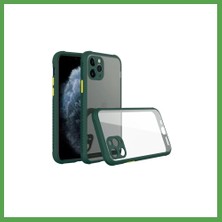 Bezos iPhone 11 Pro Max Kılıf Miami Şeffaf Silikon - Koyu Yeşil Mgc