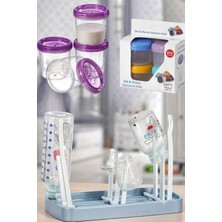 Tr 9 Parça Anne Bebek Seti Biberon Kurutucu 50ML ve 180 ml Anne Sütü Mama Saklama Kabı Çok Renkli Tek Ebat