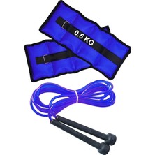 Tr El ve Ayak Bilek Ağırlığı 2x0.5 kg Kum Torbası Atlama Ipi Seti Mavi, 0.5kgagırlık+Atlamaıpi9