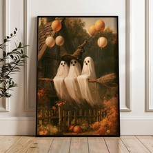 Ninastore Eğlenceli Hayalet Temalı Cadılar Bayramı Dekorasyonu, Vintage Tarzı Duvar Sanatı, Yazdırılabilir Kır Evi Tarzı Cadılar Bayramı Sanat Baskısı (Dijital Indirme)