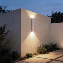 Tr Dış Mekan Duvar Lambası LED Duvar Lambası IP65 Su Geçirmez Alüminyum Duvar Aydınlatması Yukarı Aşağı Teras Bahçe Koridor Merdiven Için Iç/dış Mekan Aydınlatma (Beyaz Nötr Işık, 45 Cm)