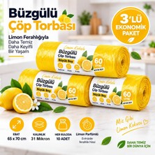Tr Büzgülü Çöp Torbası,büyük Boy 65X70CM,SIZDIRMAZ,DAYANIKLI, Limon-3rulo