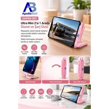 ApolloBell 240W Şarj Portlu Telefon Standı 360° Dönebilen USB-C Uyumlu 480Mbps Veri Aktarımı Ultra Mini Tasarım Pembe DHP04-007