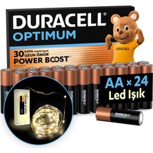 DURACELL OPTIMUM AA Alkalin Kalem Pil (24'lü Paket) LED Işık Paketi