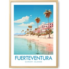 Ninastore Fuerteventura Seyahat Baskısı | Fuerteventura Seyahat Posteri | Kanarya Adaları Sahil Duvar Sanatı | Kıyı Dekorasyonu | Ispanya Tatil Hediyesi