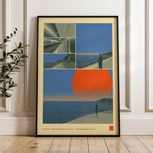 Ninastore Retro Japon Y2K Posteri, Indie Oda Dekorasyonu, Estetik 90'lar Vaporwave Baskı, Vintage Japon Duvar Sanatı, Turuncu Mavi Poster, Dijital Indirme
