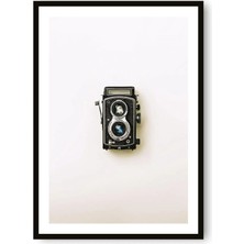Ninastore Minimalist Kamera Duvar Sanatı Baskısı, Vintage Çift Objektifli Kamera Siyah Beyaz Fotoğrafçılık | Modern Nötr Dekor | Fotoğrafçı Hediye Baskısı