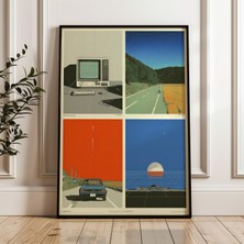 Ninastore Retro Japon Y2K Posteri, Indie Oda Dekorasyonu, Estetik 90'lar Vaporwave Baskı, Vintage Japon Duvar Sanatı, Turuncu Mavi Poster, Dijital Indirme