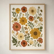 Ninastore Kurutulmuş Yabani Çiçek Botanik Baskı Hardal Sarısı Paslı Kır Evi Tarzı Duvar Sanatı Vintage Bitki Koleksiyonu Dekorasyonu Yazdırılabilir Dijital Indirme 513