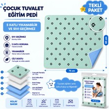 CDE Desenli Çocuk Tuvalet Eğitim Pedi 75X85 cm 5 Katlı Yıkanabilir Sıvı Geçirmez Yatak Koruyucu