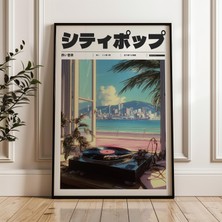 Ninastore Y2K City Pop Plak Çalar Japonca Metin Indie Poster Dijital Poster Indirme