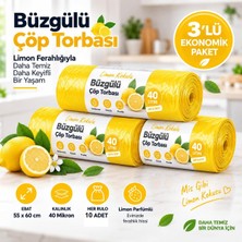 Tr Büzgülü Çöp Torbası,orta Boy 55X60CM,SIZDIRMAZ,DAYANIKLI, Limon-3rulo