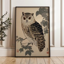 Ninastore Japon Baykuşu Posteri, Vintage Japon Sanat Baskısı, Oryantal Duvar Sanatı, Geleneksel Ahşap Baskı Tarzı, Zen Doğa Ev Dekorasyonu