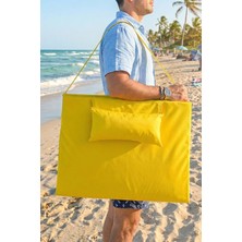 Tr Taşınabilir Katlanır Plaj Minderi, Su Geçirmez Kumaş, Şezlong ve Kamp Yatağı, 180X60 Cm, Sarı