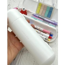 Tr Oval Sert Kapaklı Beyaz Kalem Kutu/çanta/pencil Box/düzenleyici